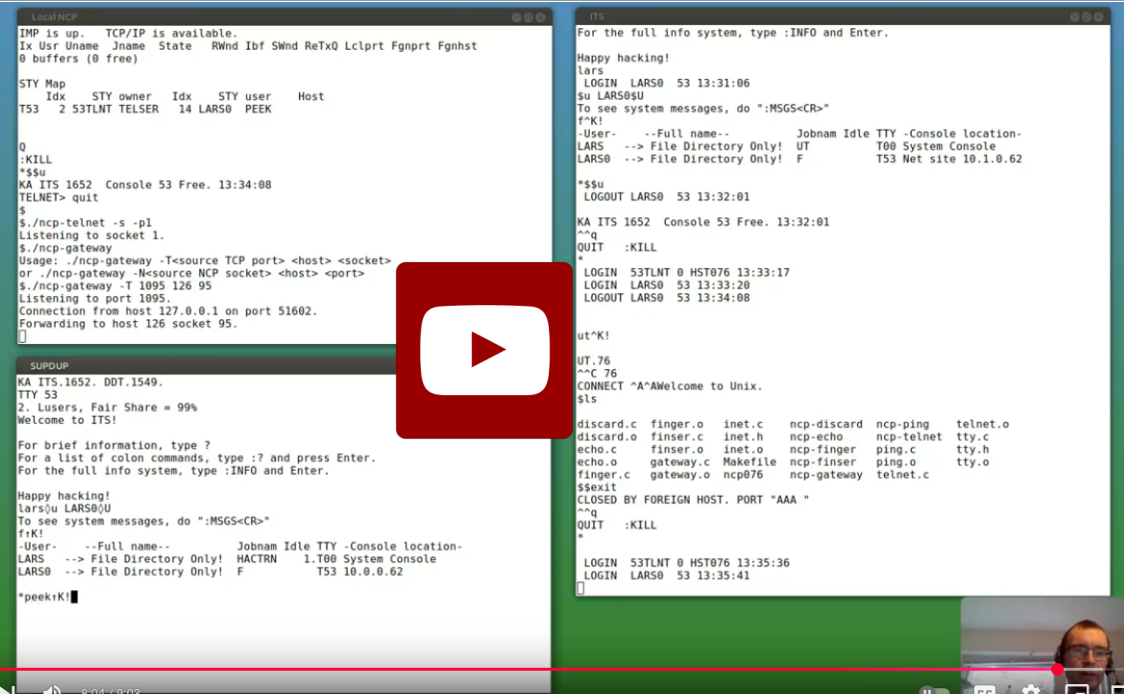 Lars Brinkhoff Youtube Arpanet test